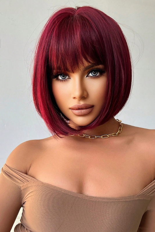 Women's Short Burgundy Full Bob Wig