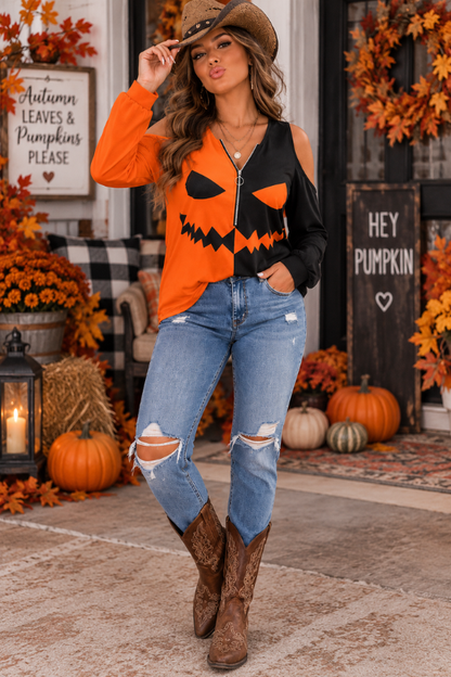 Women’s Spooky Sass Cold Shoulder Top