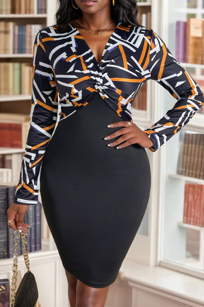 Women's Twisted Printed Long Sleeve Mini Dress