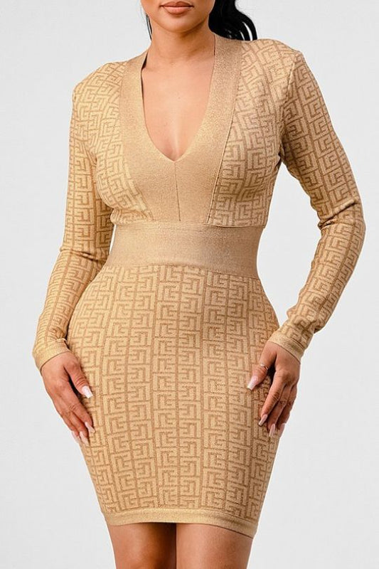 Women's V Neck Bandage Mini Dress