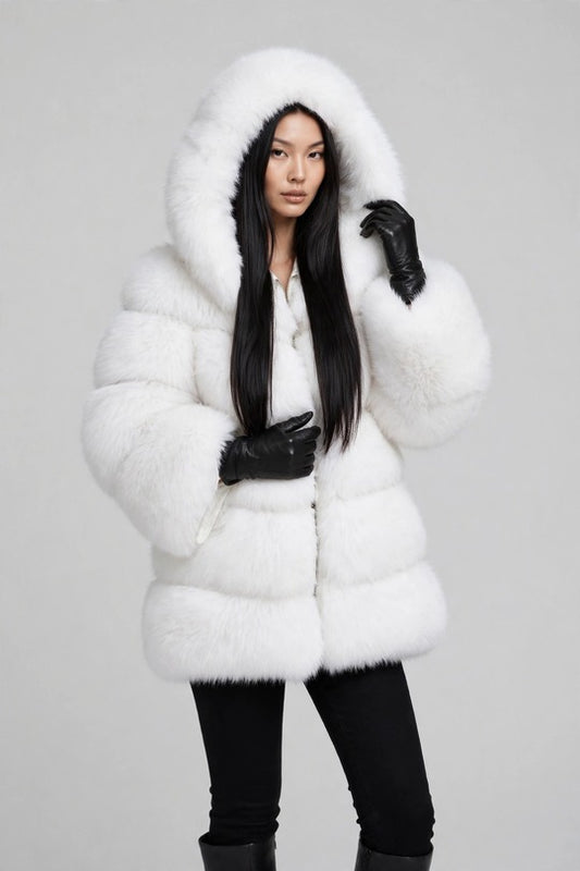 Women's Hooded Faux Fur Coat