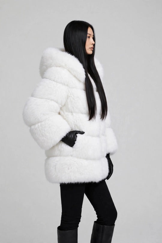 Women's Hooded Faux Fur Coat