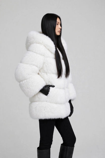 Women's Hooded Faux Fur Coat