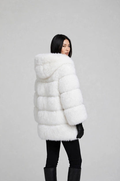 Women's Hooded Faux Fur Coat