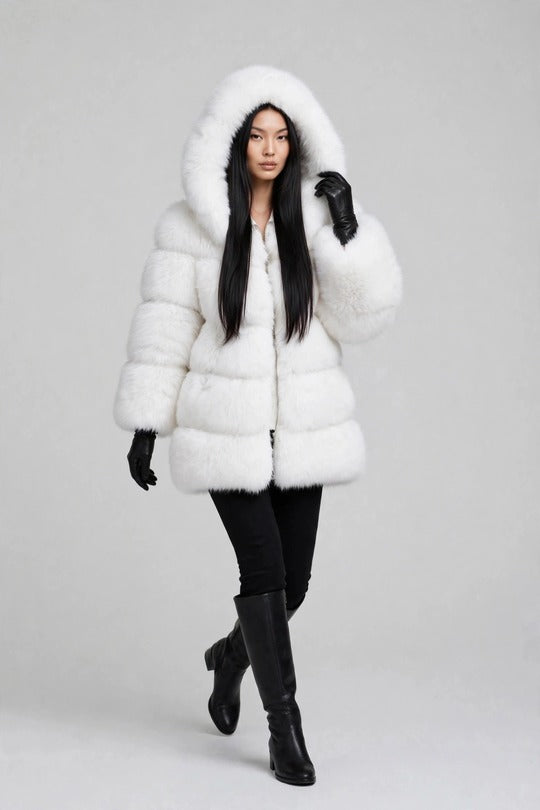 Women's Hooded Faux Fur Coat
