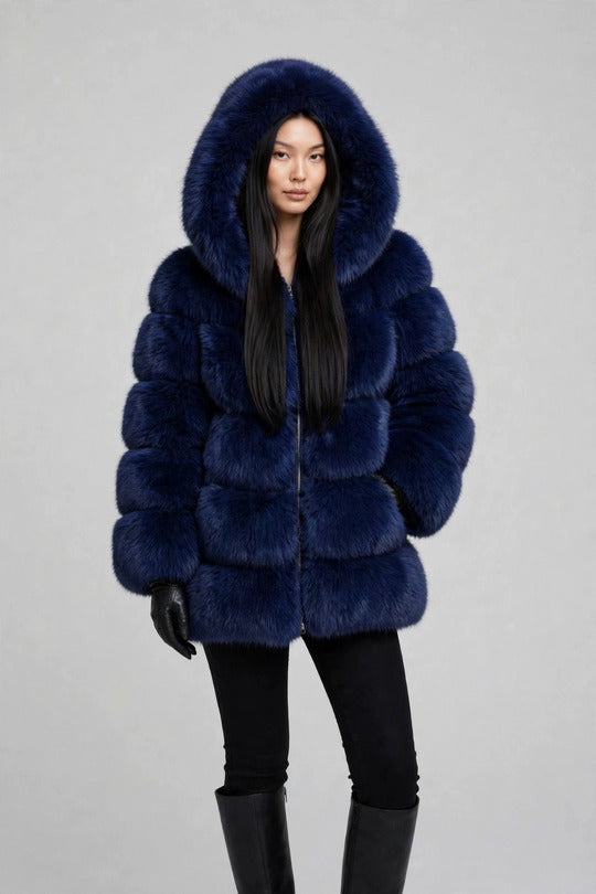Women's Hooded Faux Fur Coat