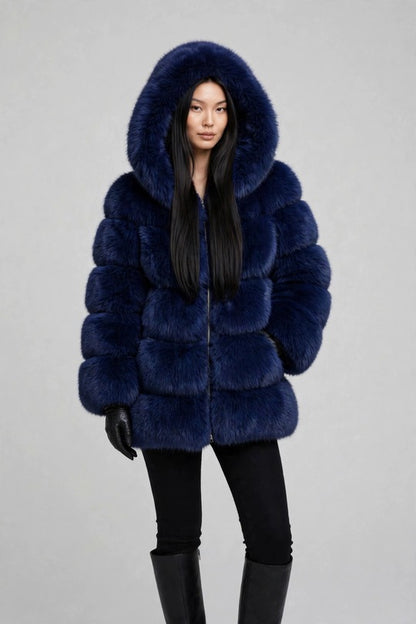 Women's Hooded Faux Fur Coat