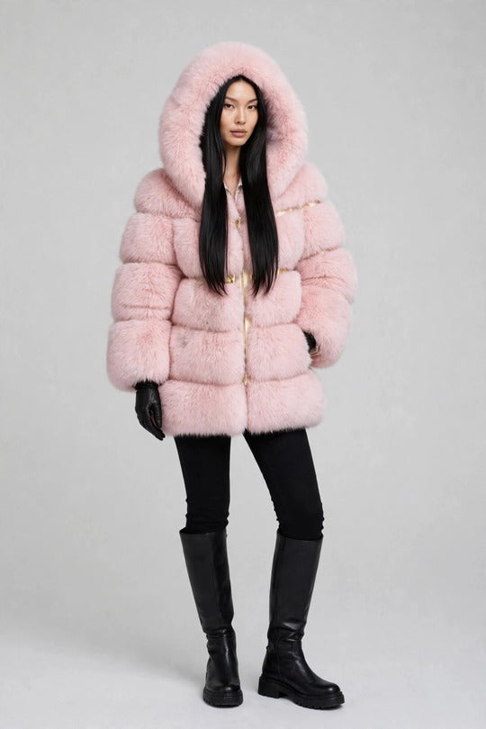 Women's Hooded Faux Fur Coat