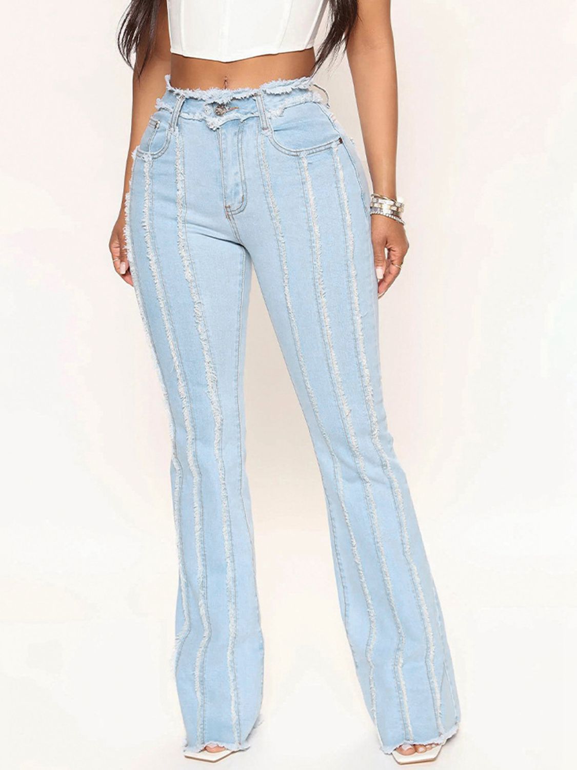 Sasha Striped High Stretch Jeans