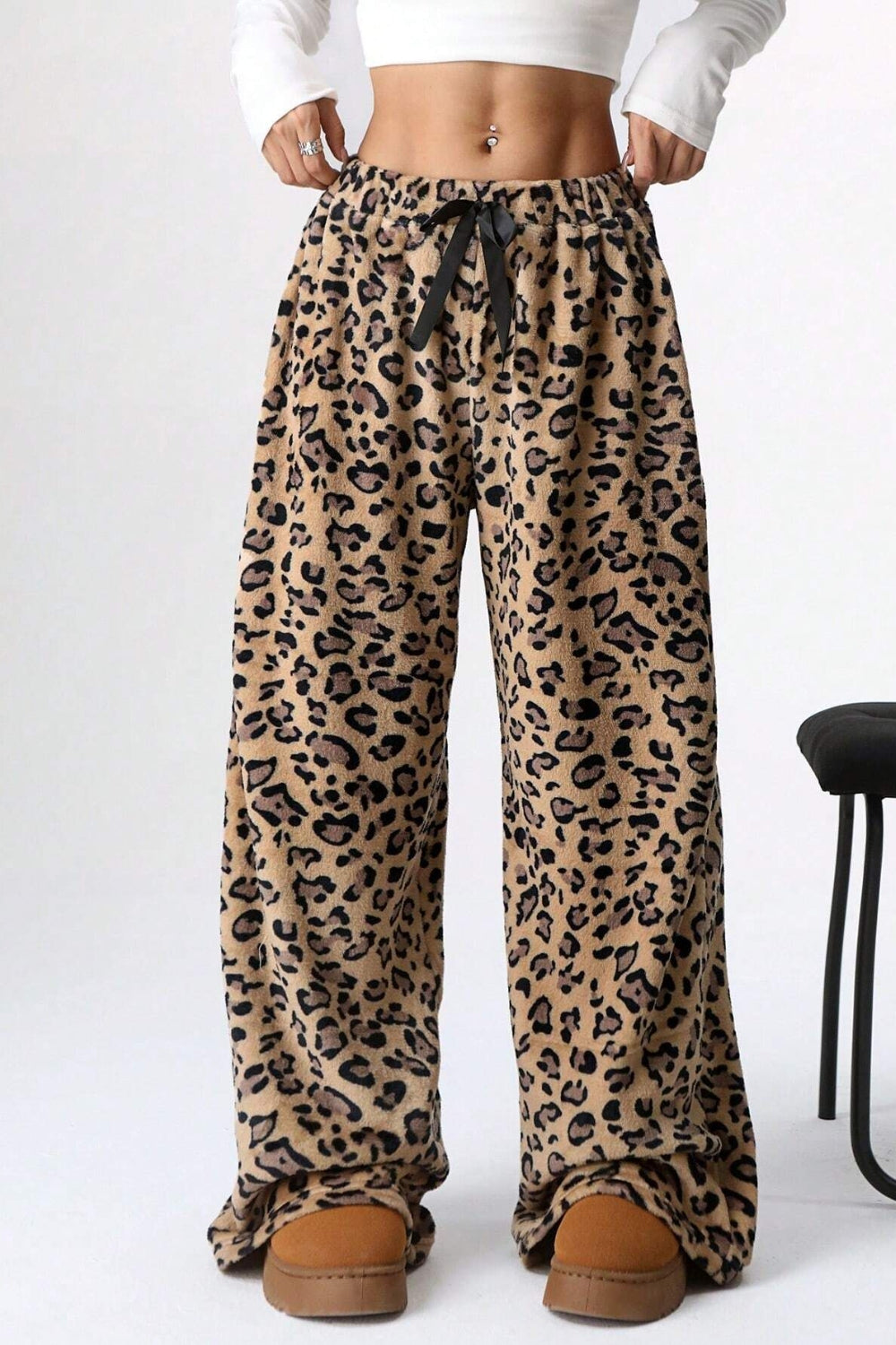 Women's Leopard Wide Leg Lounge Pants