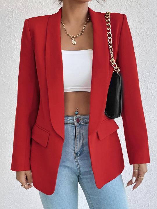 Square Shoulder Long Sleeve Blazer