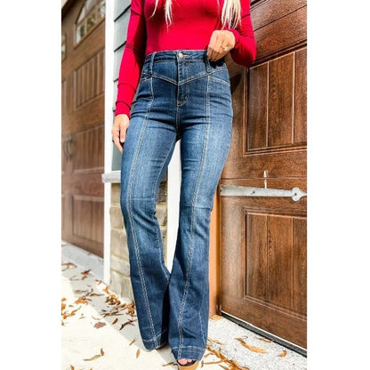 Dark Wash High Waisted Bell Bottom Jeans