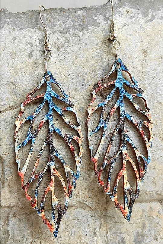 Leaf Shape Wooden Dangle Earrings