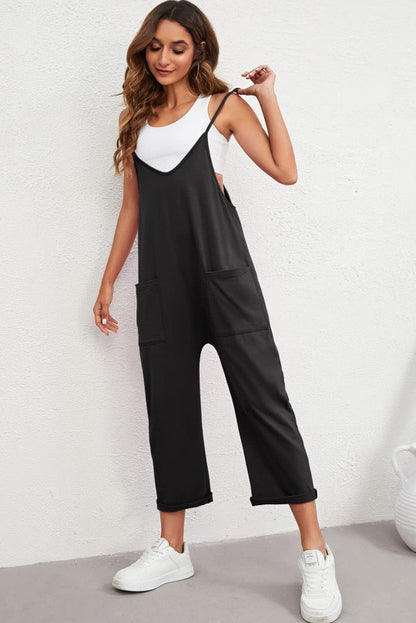 Adjustable Spaghetti Strap Straight Leg Jumpsuit