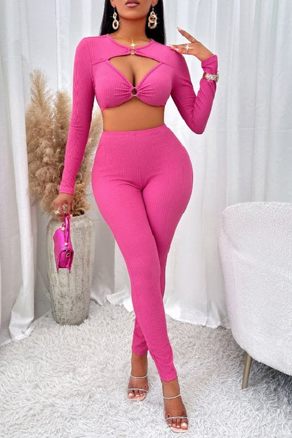 Cutout Cropped Top and Leggings Set