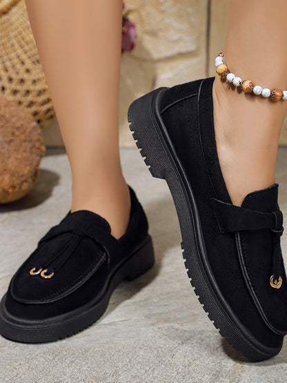 Zapatos planos sin cordones con punta redonda