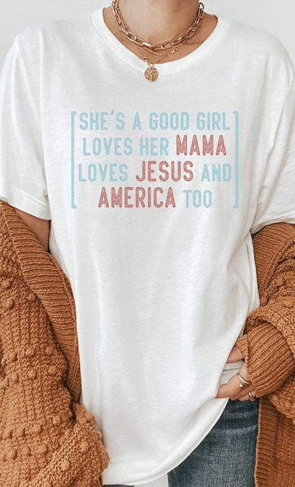 Camiseta gráfica "Ella es una buena chica" PLUS