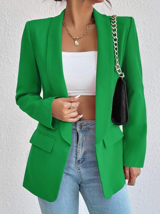 Square Shoulder Long Sleeve Blazer