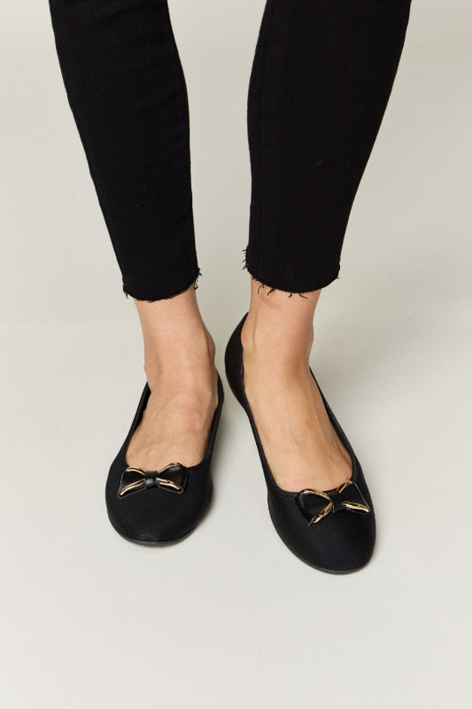 Midnight Charm Bow Flat Loafers
