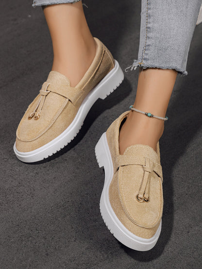 Zapatos planos sin cordones con punta redonda