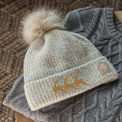 Fluffy Pom-Pom Columbia Beanie Hat