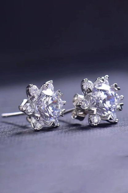 2 Ct. Moissanite Floral Stud Earrings