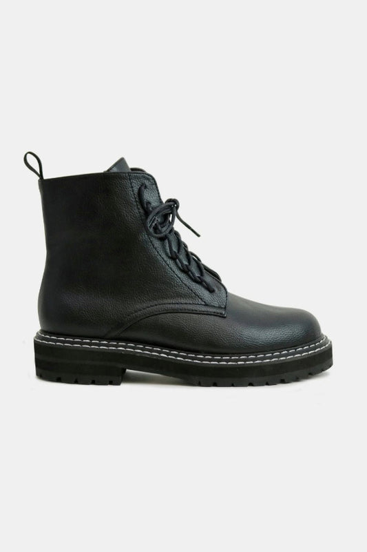 Baretta Faux Leather Lace-Up Boots