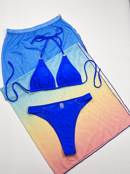 1 conjunto de baño de tres piezas con cuello halter degradado