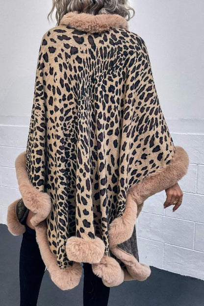 Women's Leopard Open Front Poncho