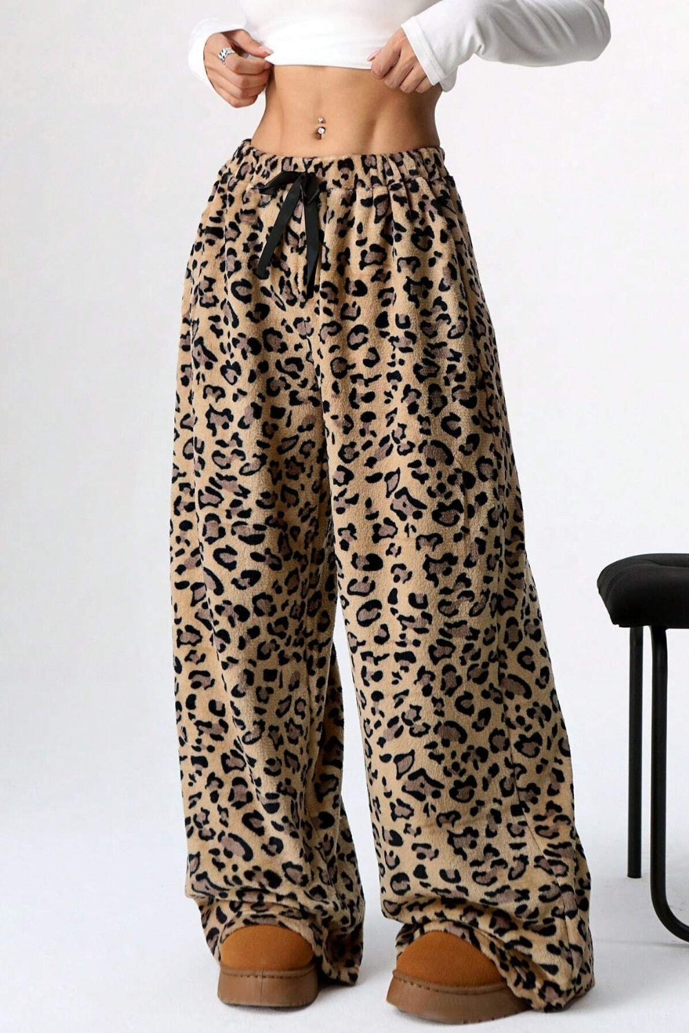 Women's Leopard Wide Leg Lounge Pants