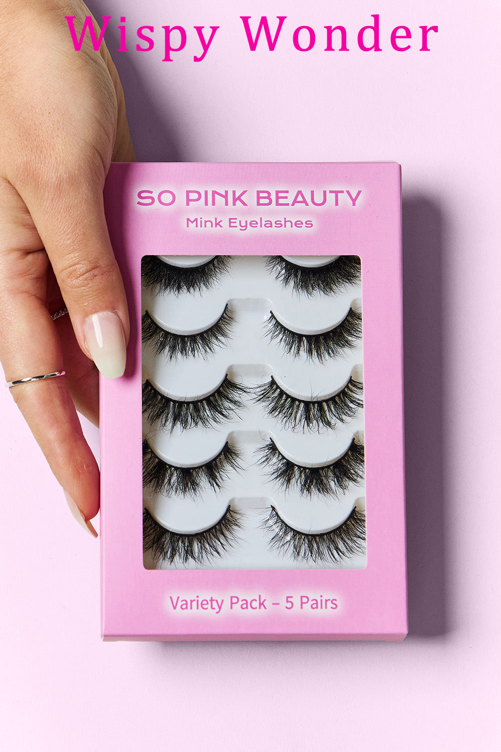 SO PINK BEAUTY Pestañas postizas de visón, paquete variado, 5 pares