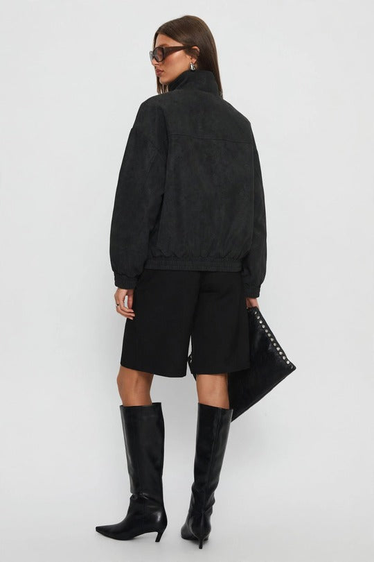 Women’s Suede Attitude Oversized Bomber Jacket