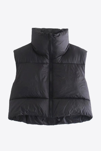 Puffer Cropped Drawstring Vest Jacket