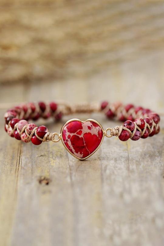 Women's Heart Shape Natural Stone Bracelet