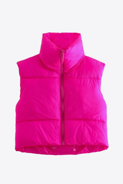 Puffer Cropped Drawstring Vest Jacket