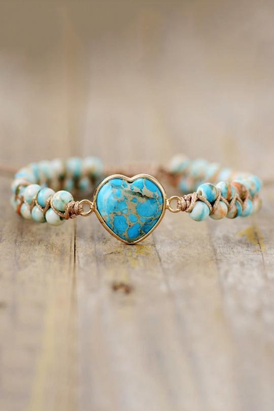 Women's Heart Shape Natural Stone Bracelet