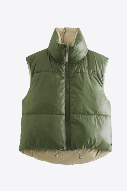 Reversible Zip-Up Puffer Vest Jacket