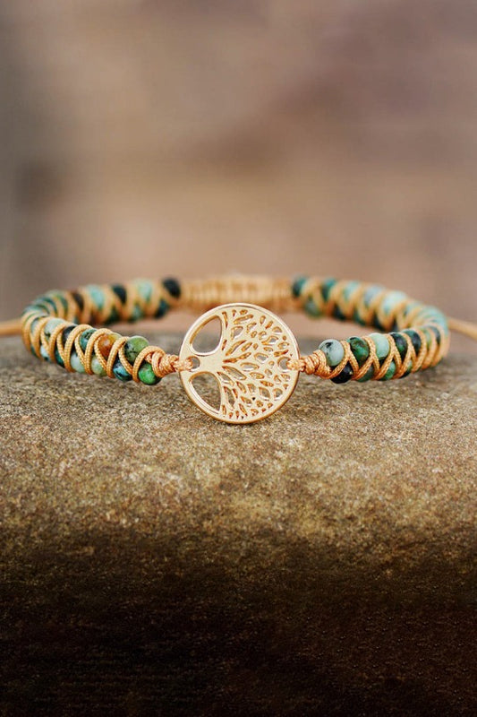 Tree Shape Beaded Copper Bracelet