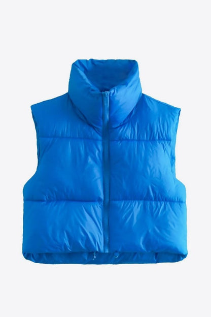 Puffer Cropped Drawstring Vest Jacket