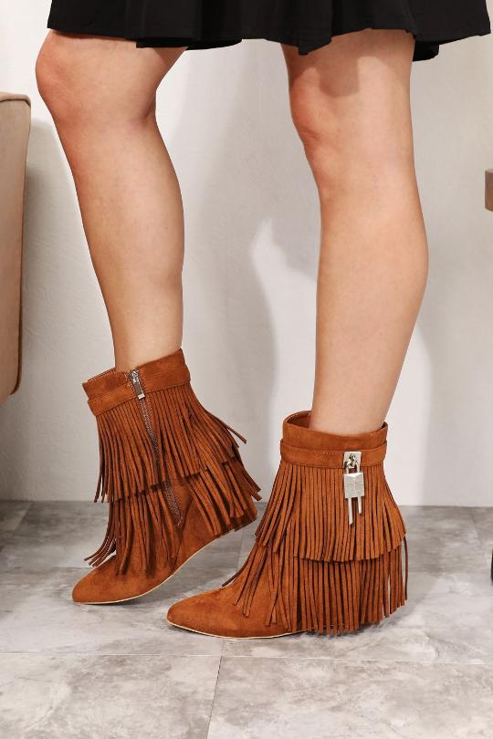 Women's Tassel Wedge Ankle Boots