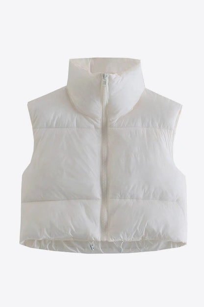 Puffer Cropped Drawstring Vest Jacket