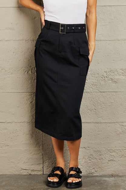 Casual Business Cargo Midi Skirt