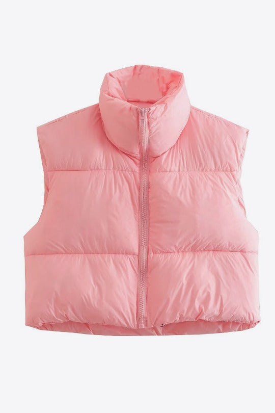 Puffer Cropped Drawstring Vest Jacket