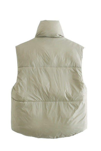 Reversible Zip-Up Puffer Vest Jacket