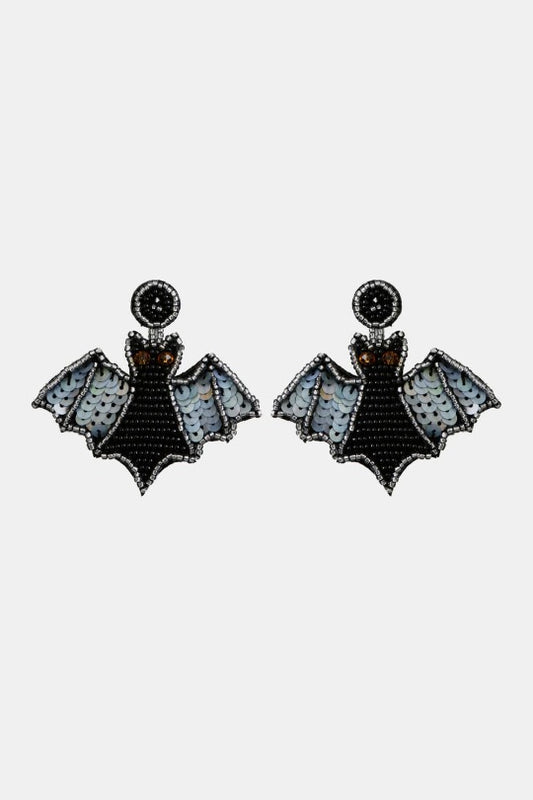 Bat Shape Beaded Dangle Earrings