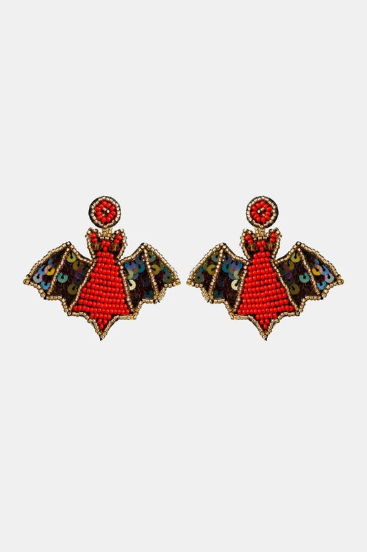 Bat Shape Beaded Dangle Earrings