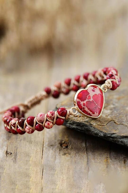 Women's Heart Shape Natural Stone Bracelet