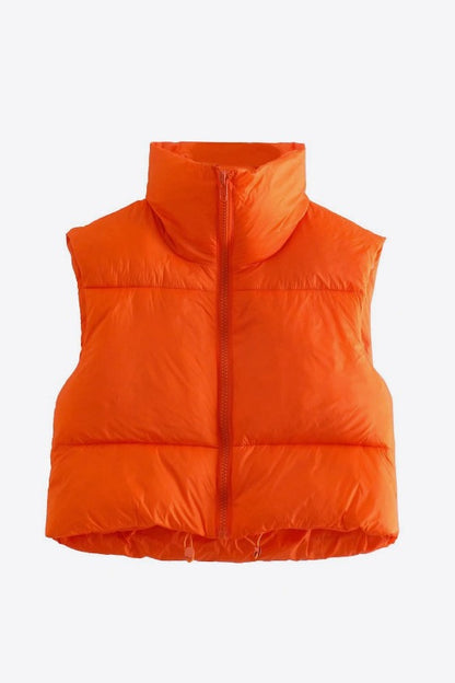 Puffer Cropped Drawstring Vest Jacket