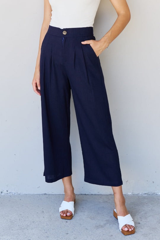 Pleated Detail Linen Dress Pants