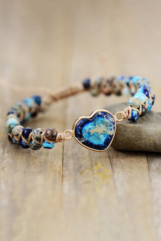 Women's Heart Shape Natural Stone Bracelet